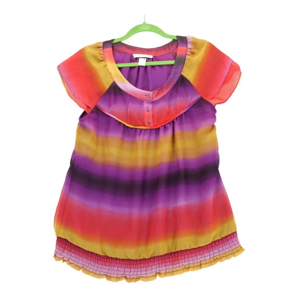 Fred David Top Multicolor Flutter Sleeve Size Medium Women's